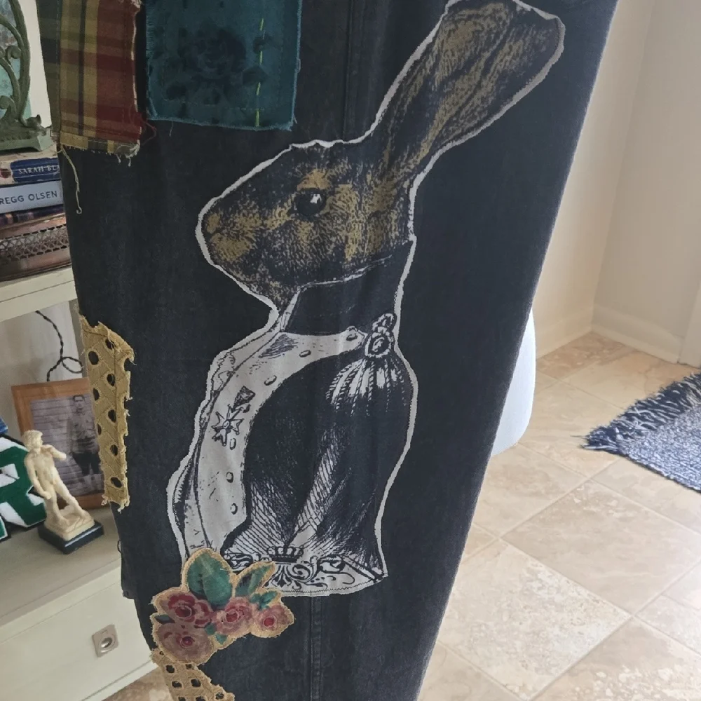 Boho Patchwork Black Women’s Jeans - Picture 4 of 4